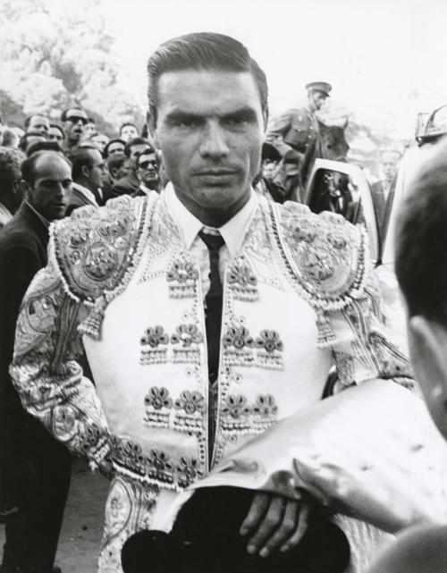 The matador arrives at the arena. Here is Gregorio Sanchez. He inevitably stops in front of the photographers, Spain, from the series La Corrida (The Bullfight)