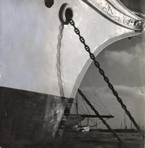 Study of boat with anchor chain, France