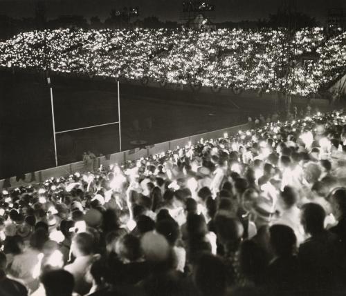 Night view of crowd at stadium