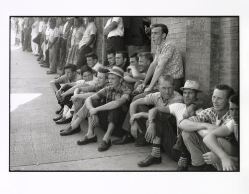 A crowd watches the demonstrators returning to the city hall steps, Danville, Virginia