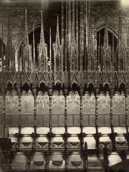 Choir seating in the interior of the Barcelona Cathedral