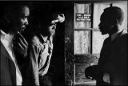 Frank Smith, Bob Moses, and Willie Peacock in Greenwood SNCC Office