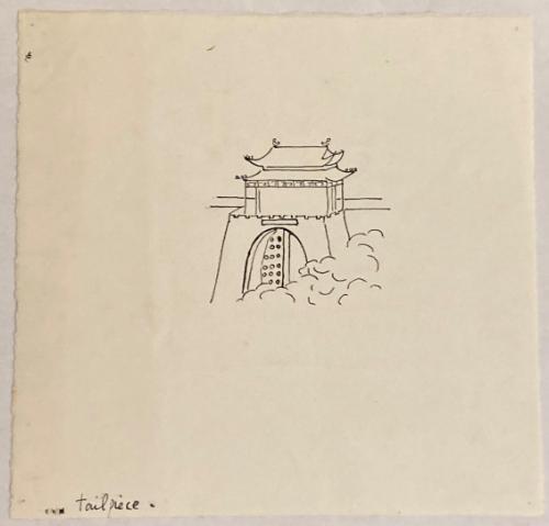 [Ink Drawing of a Chinese Temple]