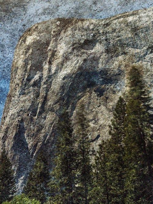 Tent-Camera Image on Ground: El Capitan from Cathedral Beach, Yosemite National Park, California