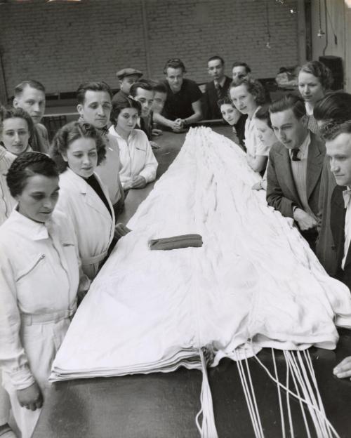 Demonstration on folding a parachute, France