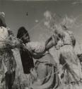 Young Berber harvesting wheat, Marrakech, Morocco