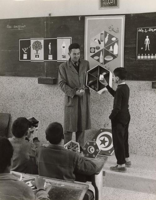 Geology & health lessons, children in classroom, Tunisia, 1959