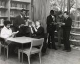 University students in the library, likely Spain, 1950s