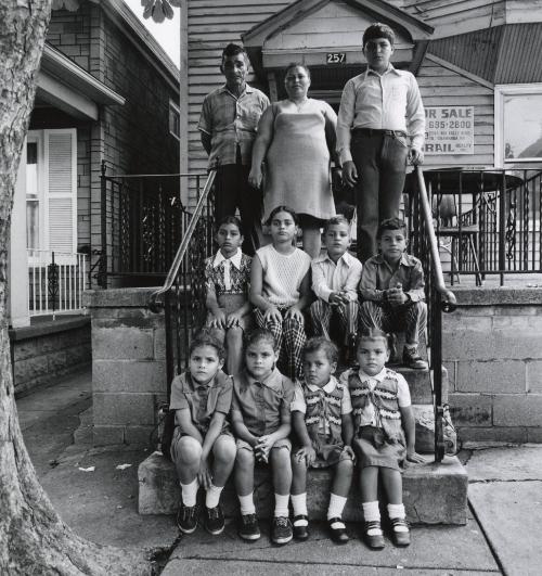 Puerto Rican Couple -- 9 Children on Steps (Genevera & Husband), Buffalo, NY, 1973 / 1985 / 1992 / 2002