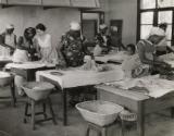 Infant care, a "Foyers Social" class given by the Red Cross, Leopoldville, the Belgian Congo (now Kinshasa, Democratic Republic of the Congo), 1959