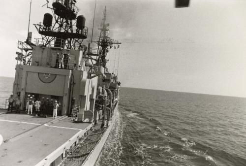 The Iranian Navy: 22,000 men, 3 destroyers, 4 frigates, 4 corvettes, 5 patrol boats, 5 dredgers, 2 landing craft, 14 hovercraft, L submarine. Because of a lack of spare parts, the navy is said to take part certain ships in order to repair others, according to the U.S. military attaché in Tehran, Iran, February 1978