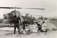 Iran's Airforce consists of 340 planes and 100,000 men. According to the last report of the U.S. military attaché in Tehran, it too is inoperational for lack of spare parts and maintenance. Cobra helicopters at the Isfahan base. There are no more American technicians to maintain them in good condition, November 1977
