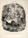 Quand il y a trente degrés de chaleur, heureux le bourgeois lorsqu’il va dormir dans la forêt de St. Germain, en compagnie de sa femme et de plusieurs lézards! (When there is thirty degrees of heat, happy is the bourgeois man who goes to sleep in the forest of St. Germain, in the company of his wife and many lizards!), no. 27 from the series "Les Bons Bourgeois (The Happy Middle Class)"