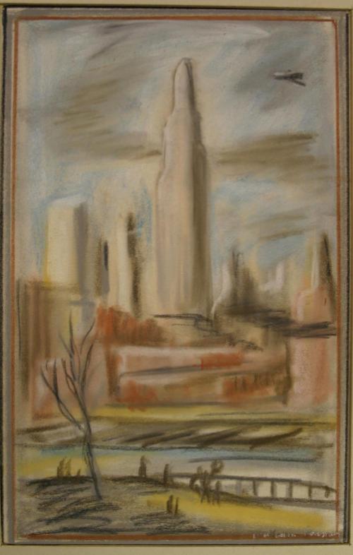 Manhattan from Brooklyn, design for WPA project mural "Life in New York"