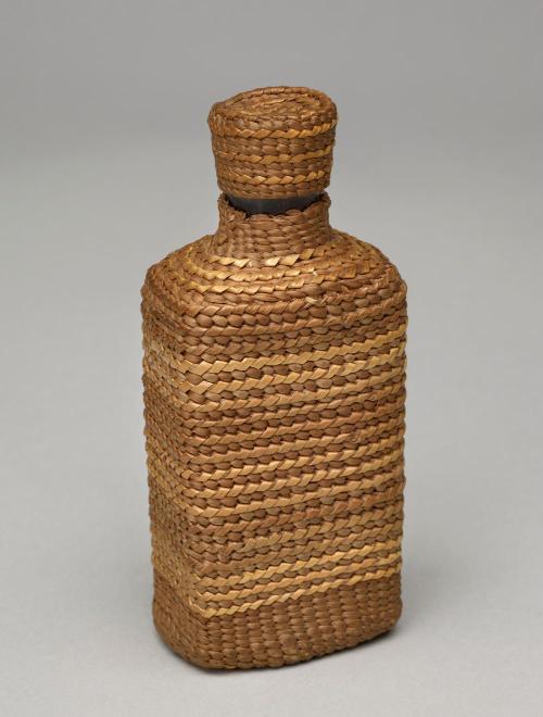 Basketry Covered Glass Bottle with Lid