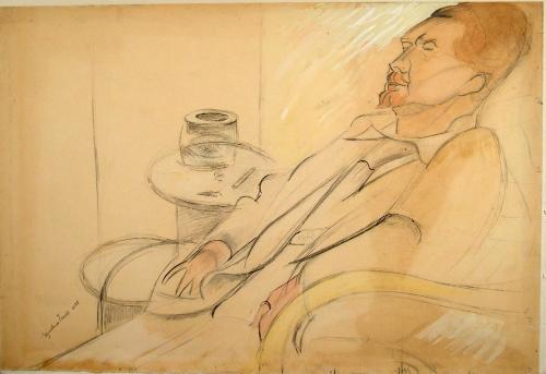 Study for oil of Ezra Pound (recto and verso)